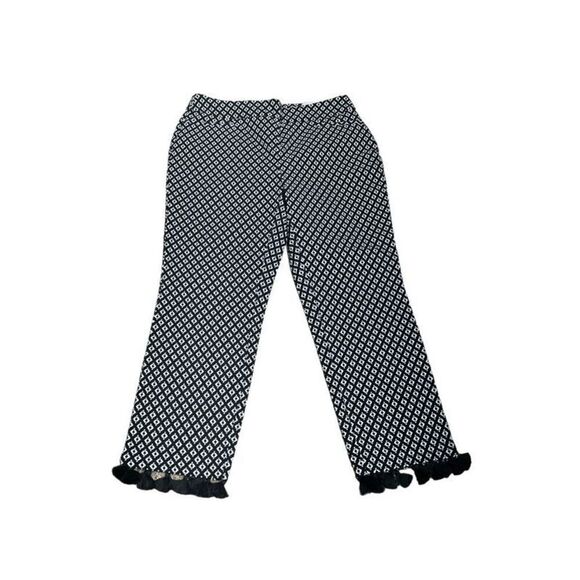 Chico's So Slimming Brigitte Tassel Hem Crop Basic Crop Black& White Size 0 - Picture 1 of 4